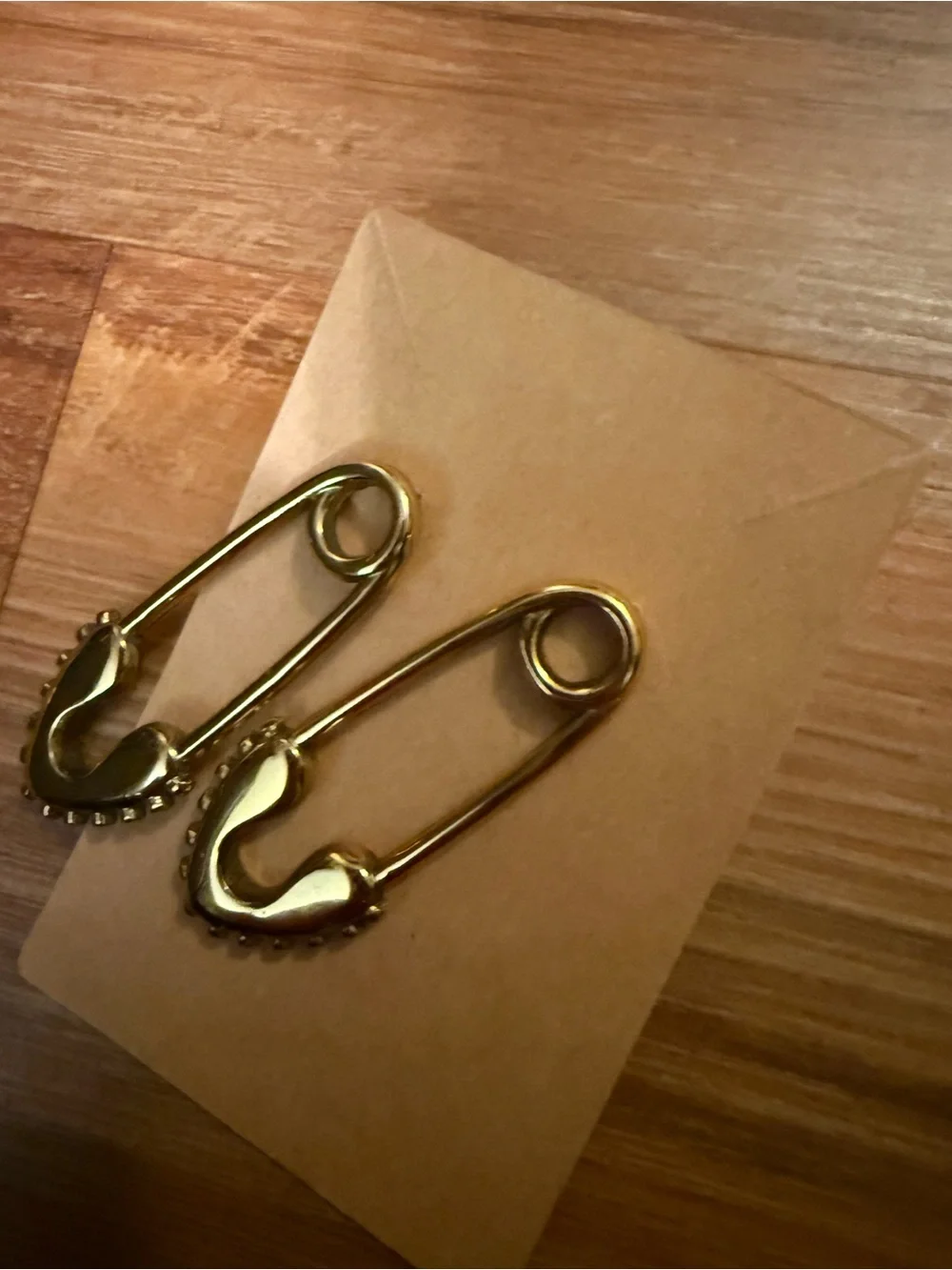 Gold Safety Pin Drop Earrings - Women Jewelry NWOT